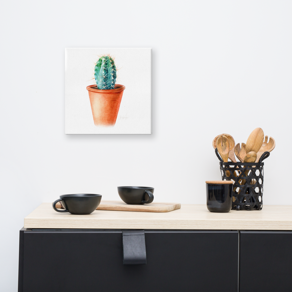 Cactus Canvas Print – Minimalist Watercolor Art