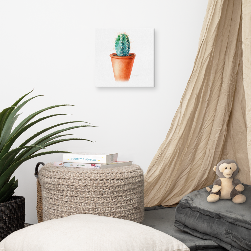 Cactus Canvas Print – Minimalist Watercolor Art