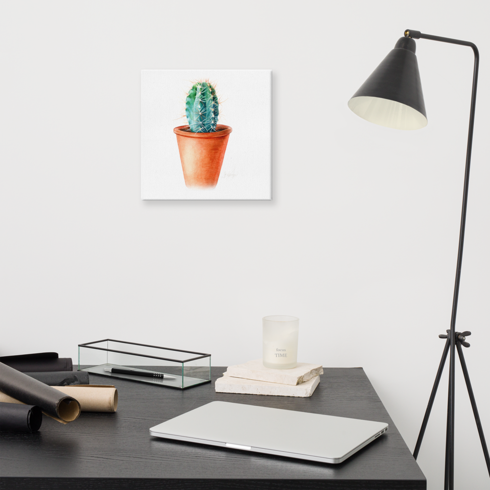 Cactus Canvas Print – Minimalist Watercolor Art