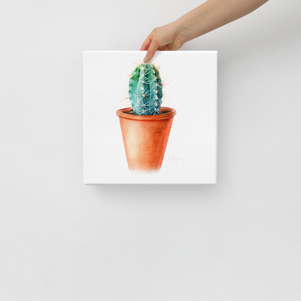 Cactus Canvas Print – Minimalist Watercolor Art