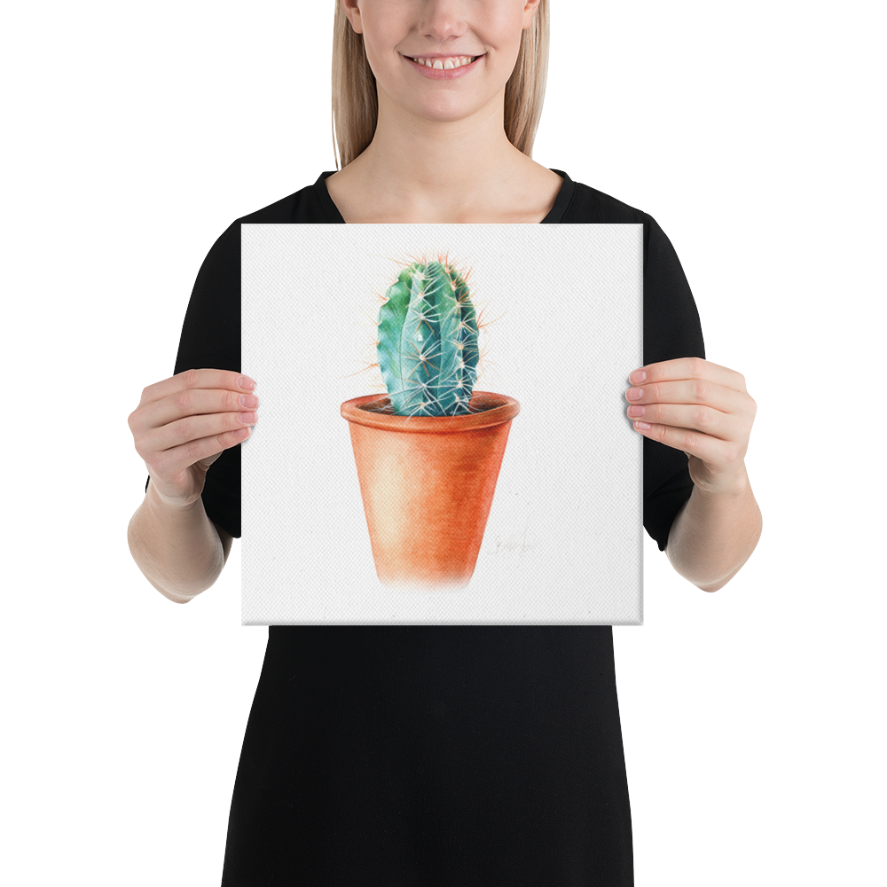 Cactus Canvas Print – Minimalist Watercolor Art